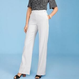 Talbots White Linen Blend Palazzo Pants 16p Petite